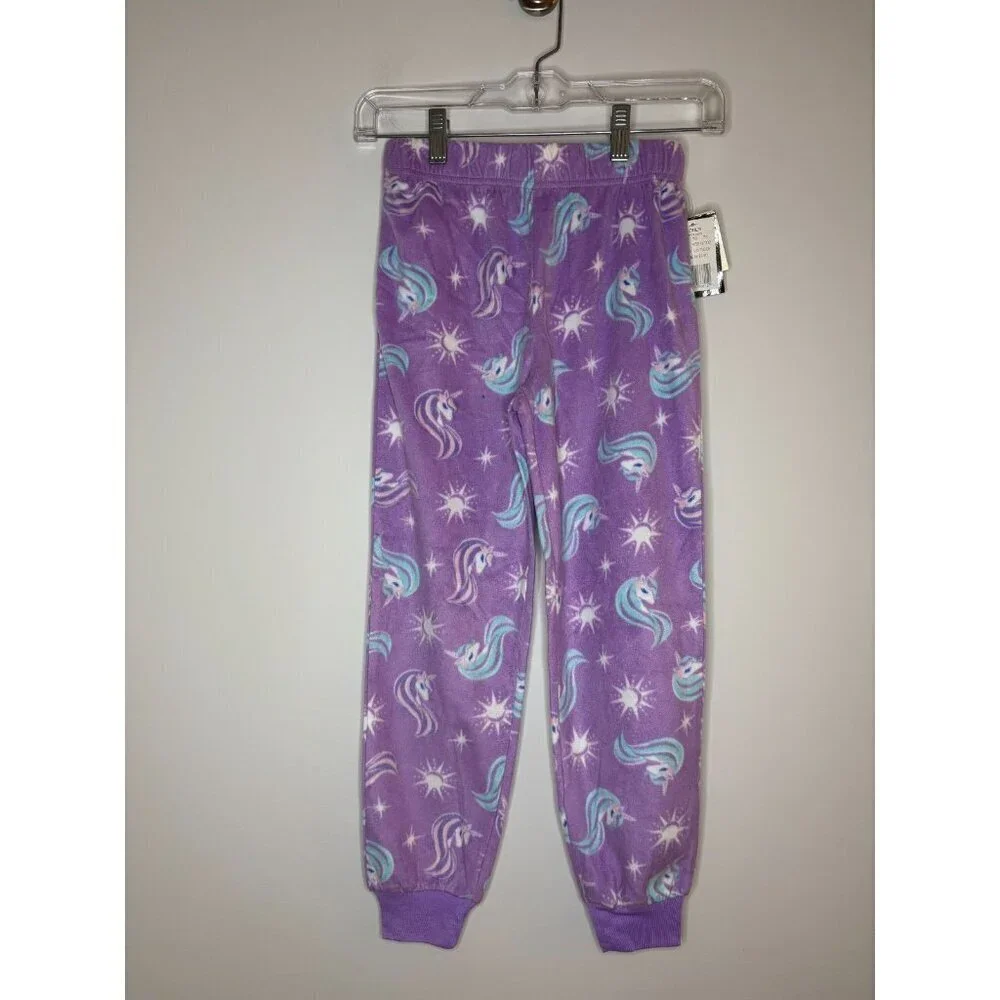 CUDDL DUDS NEW Girls M (7/8) Sleepwear Pants Purple Unicorn Fleece Fuzzy Comfy